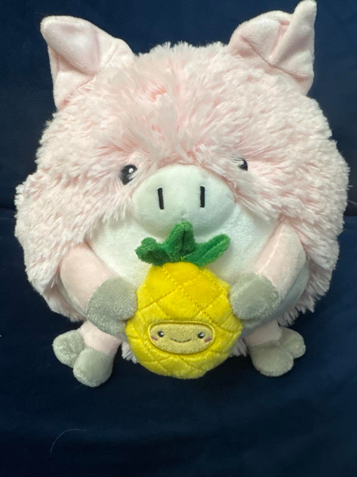 Squishable Mini Baby Pink Pig Plush  Holding a Pineapple 7"