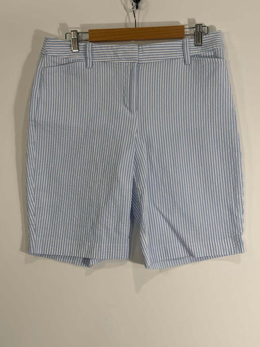 Talbots Women's Striped Bermuda Shorts in blue and white, showcasing classic style with a flattering fit, ideal for warm weather.
