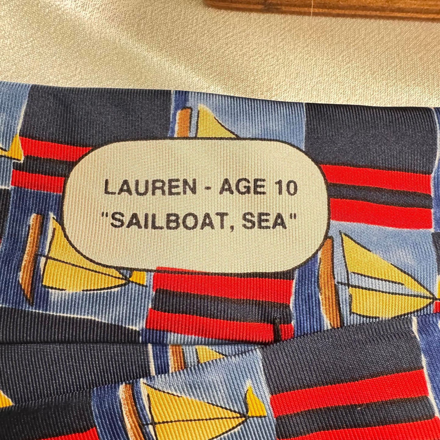 Men’s Silk Tie – Nautical Sailboat Print – Blue Ocean Theme Necktie