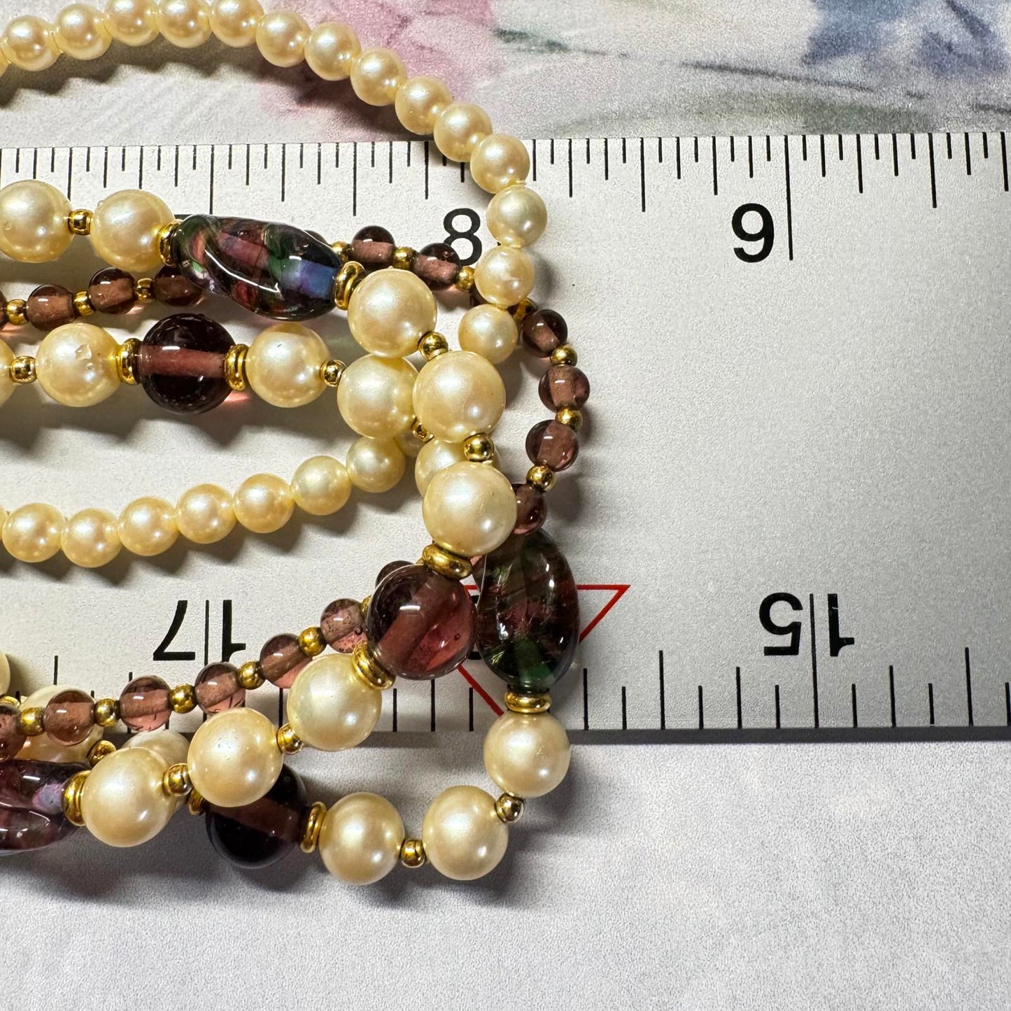 Vintage Marvella Multi-Strand Faux Pearl and Glass Bead Necklace