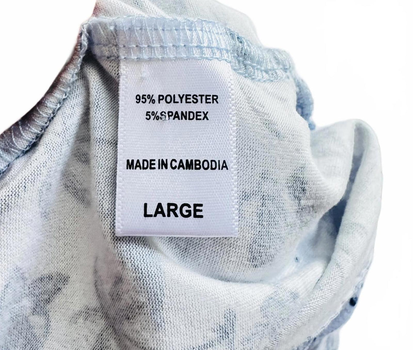 Muk Luks Palm Tree Print Shirt Women’s Large White Blue Tee Lightweight Stretch