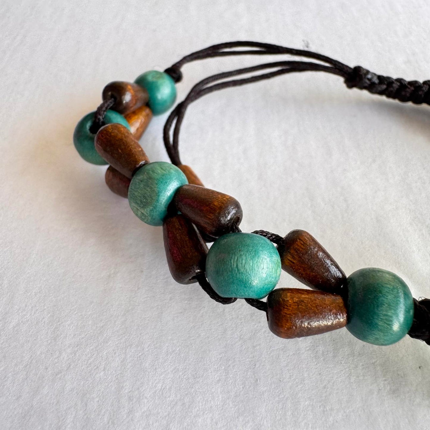 Handcrafted Floral Resin Bracelet with Wooden Beads