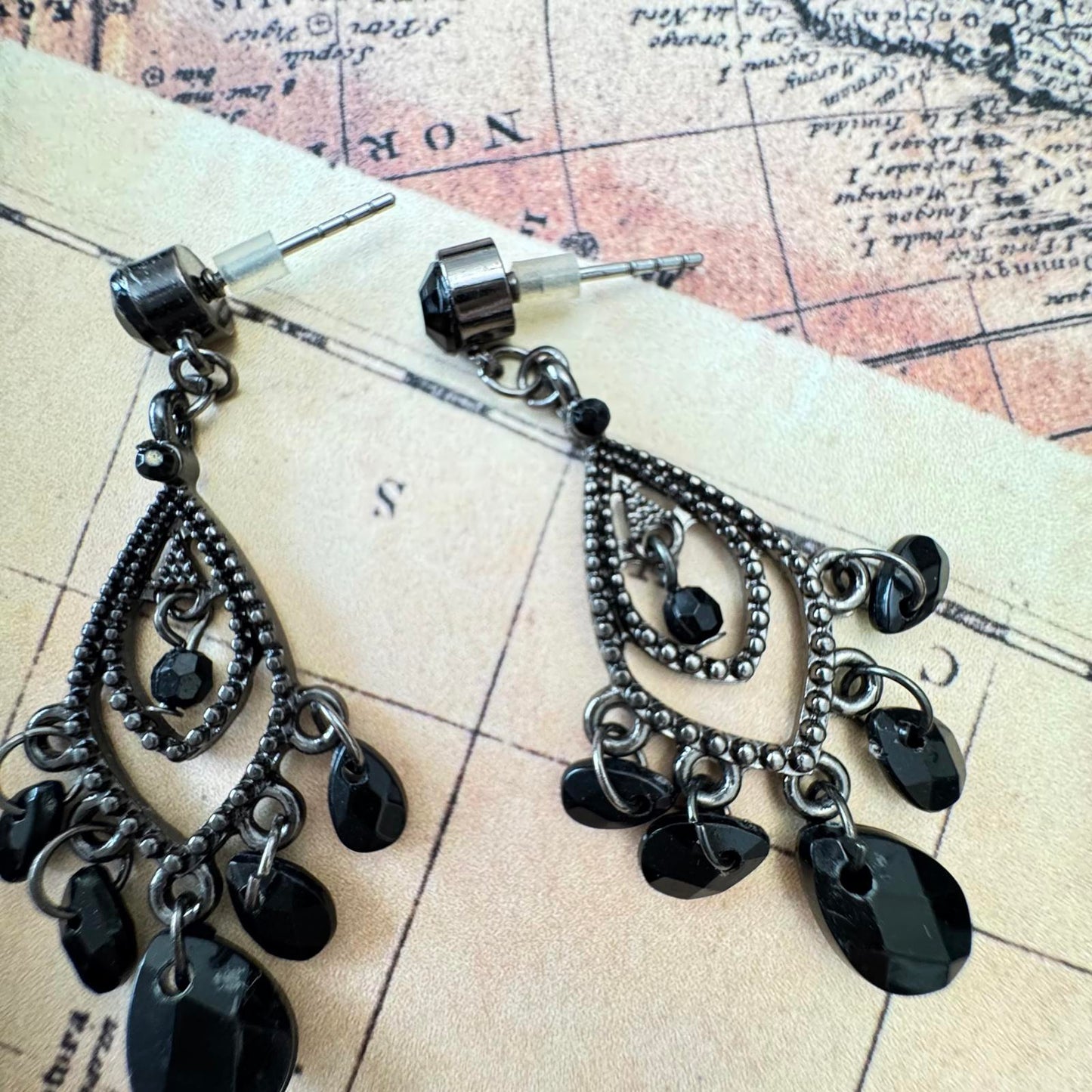 Elegant Black Beaded Necklace and Coordinating Earring Set