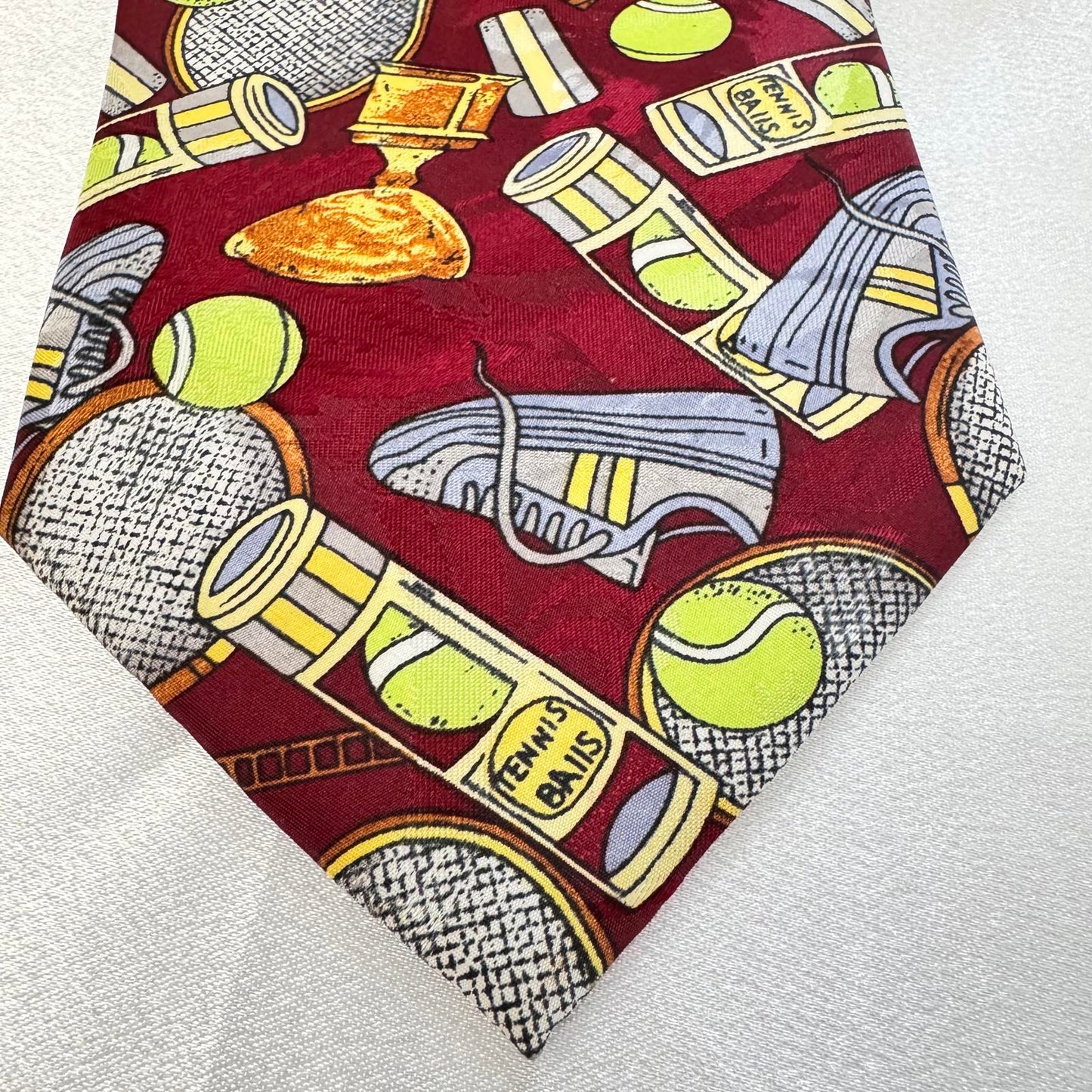 Renaissance Handmade Tennis Theme Tie - Maroon & Yellow