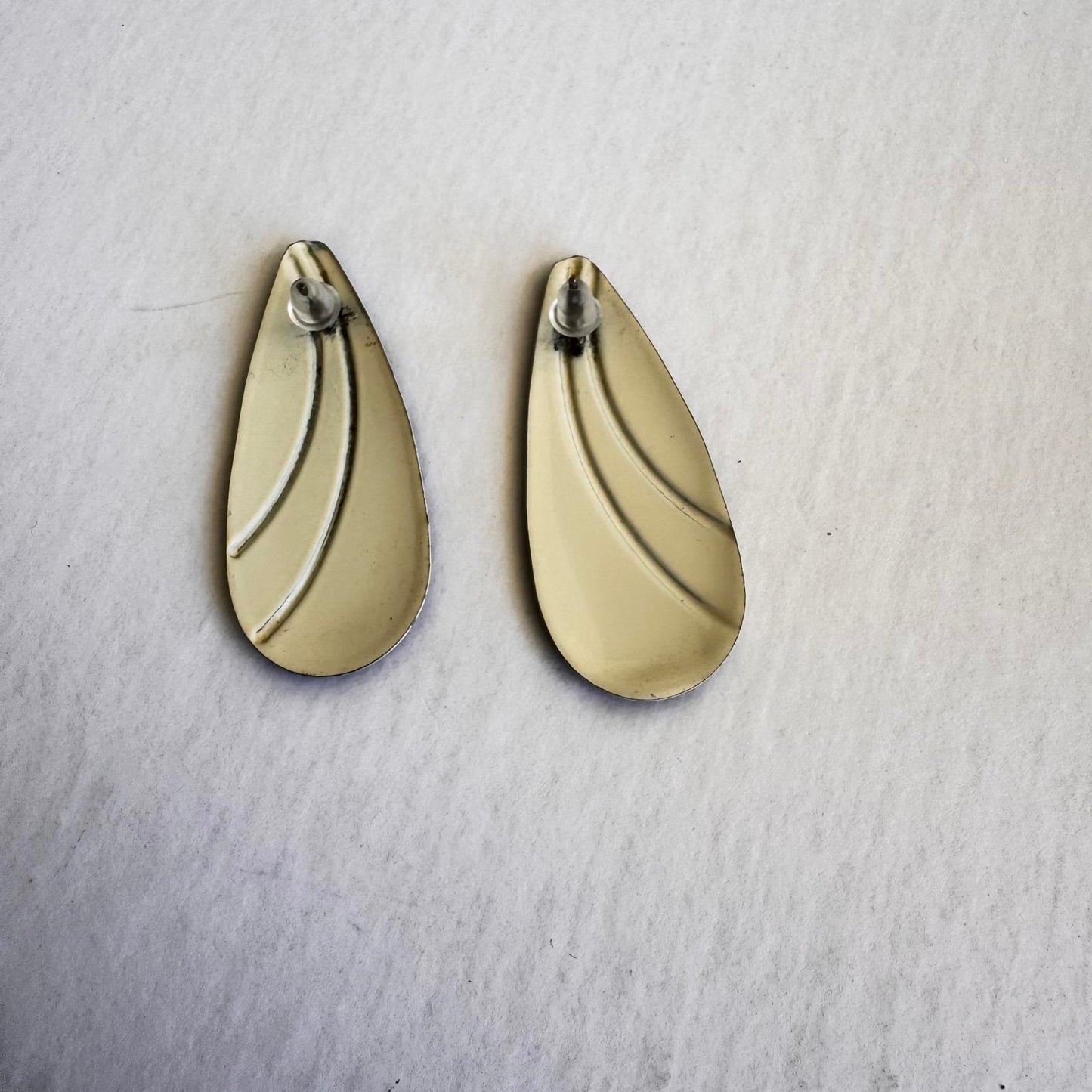 Vintage Elegant Navy and White Drop Enamel Earrings
