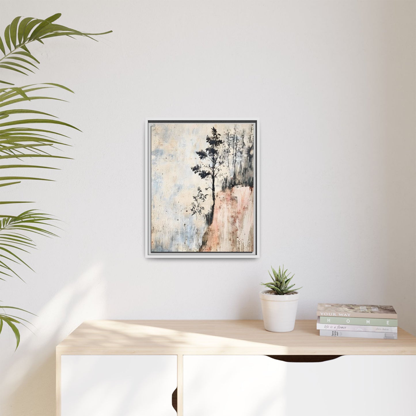 Muted Abstract Nature Art Framed Matt Canvas Art