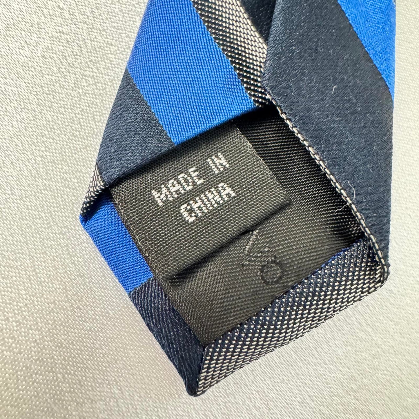 Calvin Klein Slim Blue Striped Tie Silk Poly Blend