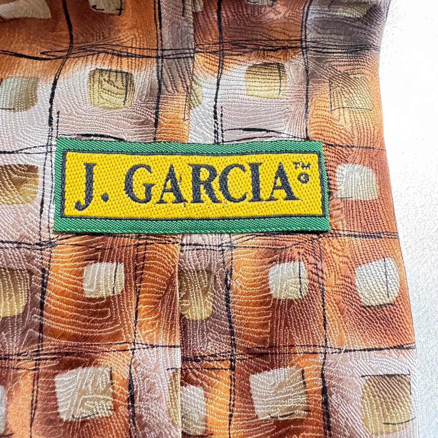 J. Garcia Silk Tie – Moon Mountain Collection – Abstract Geometric Pattern Silk