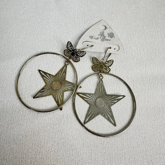 Vintage Star & Butterfly Hoop Earrings NWT