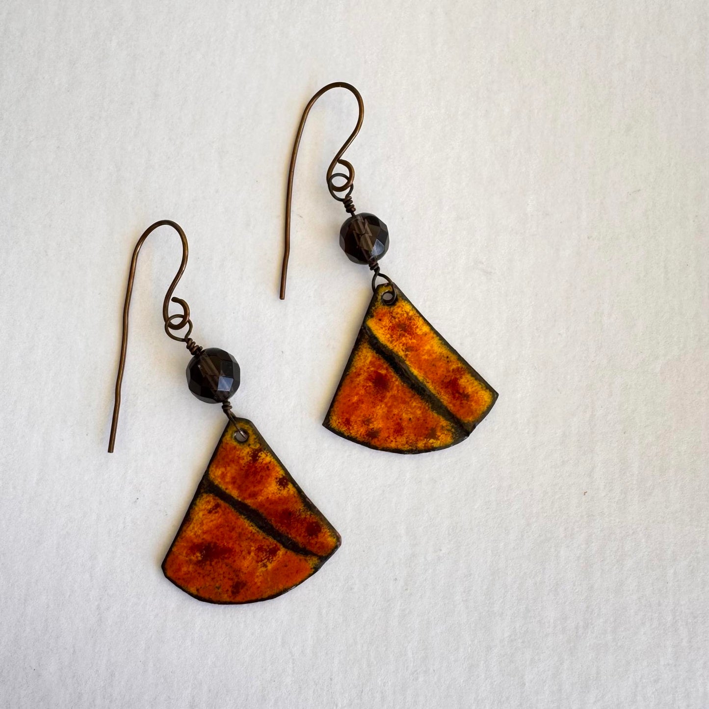 Handcrafted Geometric Earrings with Vibrant Enamel Design
