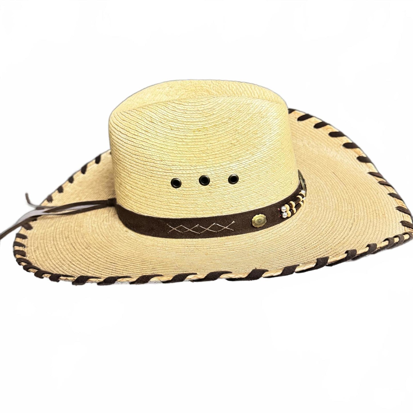 Stylish Western Straw Hat with Decorative Band Women's Size S