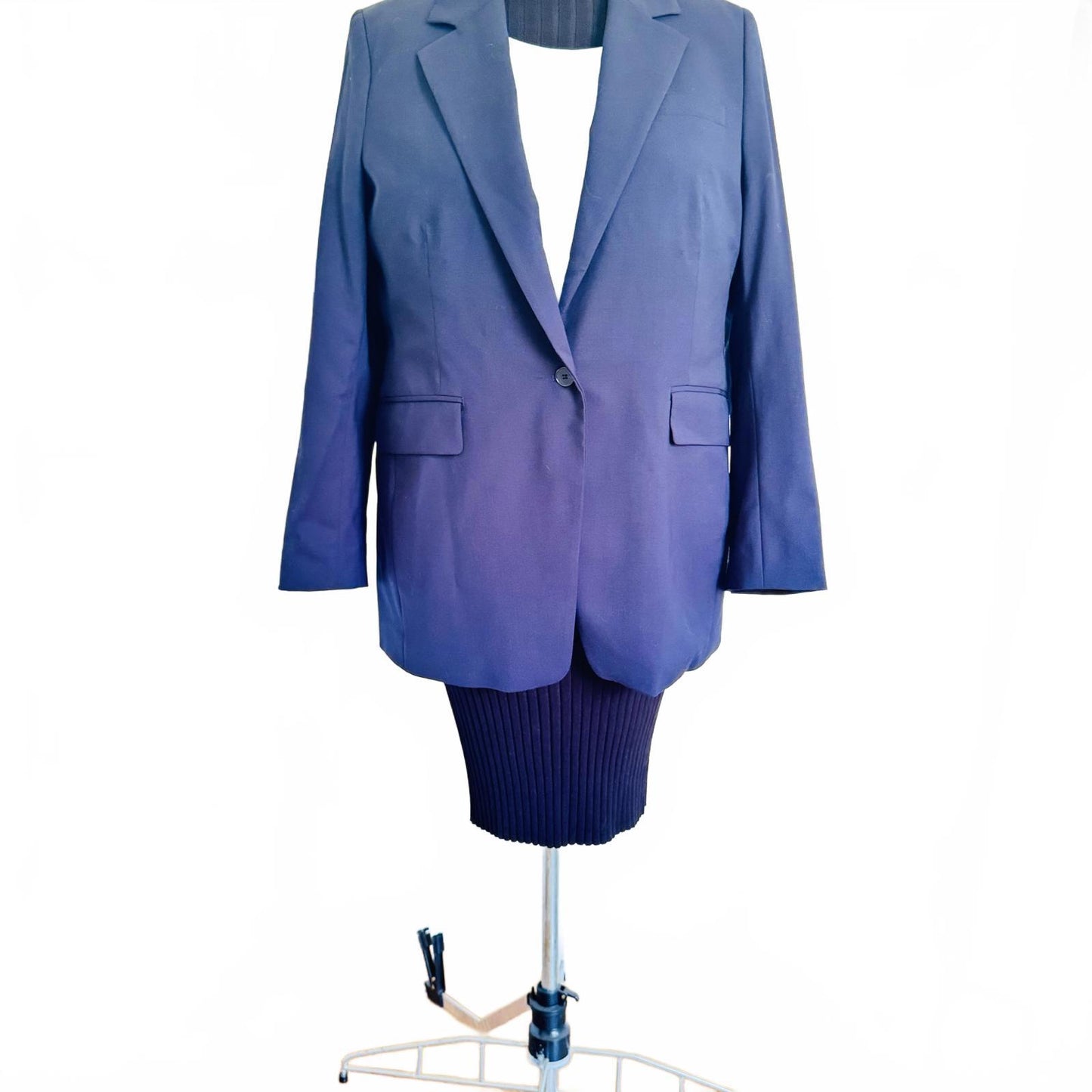 Banana Republic Blazer Women’s Navy Wool Size 12 Italy Fabbrica Alta Lined