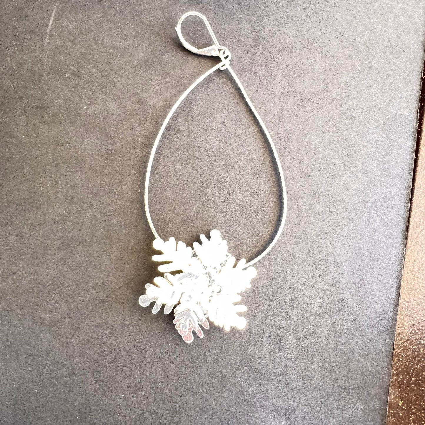 Elegant Silver Tone Snowflake Drop Earrings