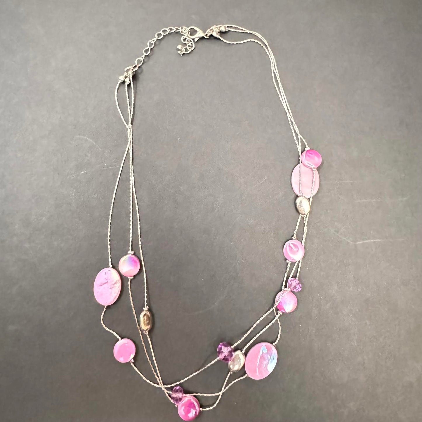 Elegant Pink and Purple Beaded Necklace