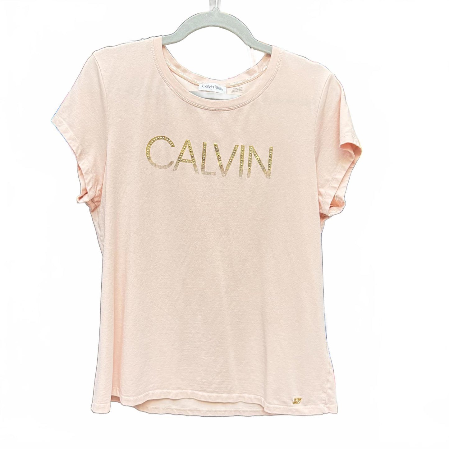 Calvin Klein Women's Graphic Tee - Elegant Style in Soft Pink XL