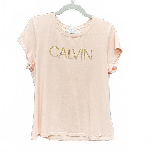 Calvin Klein Women's Graphic Tee - Elegant Style in Soft Pink XL