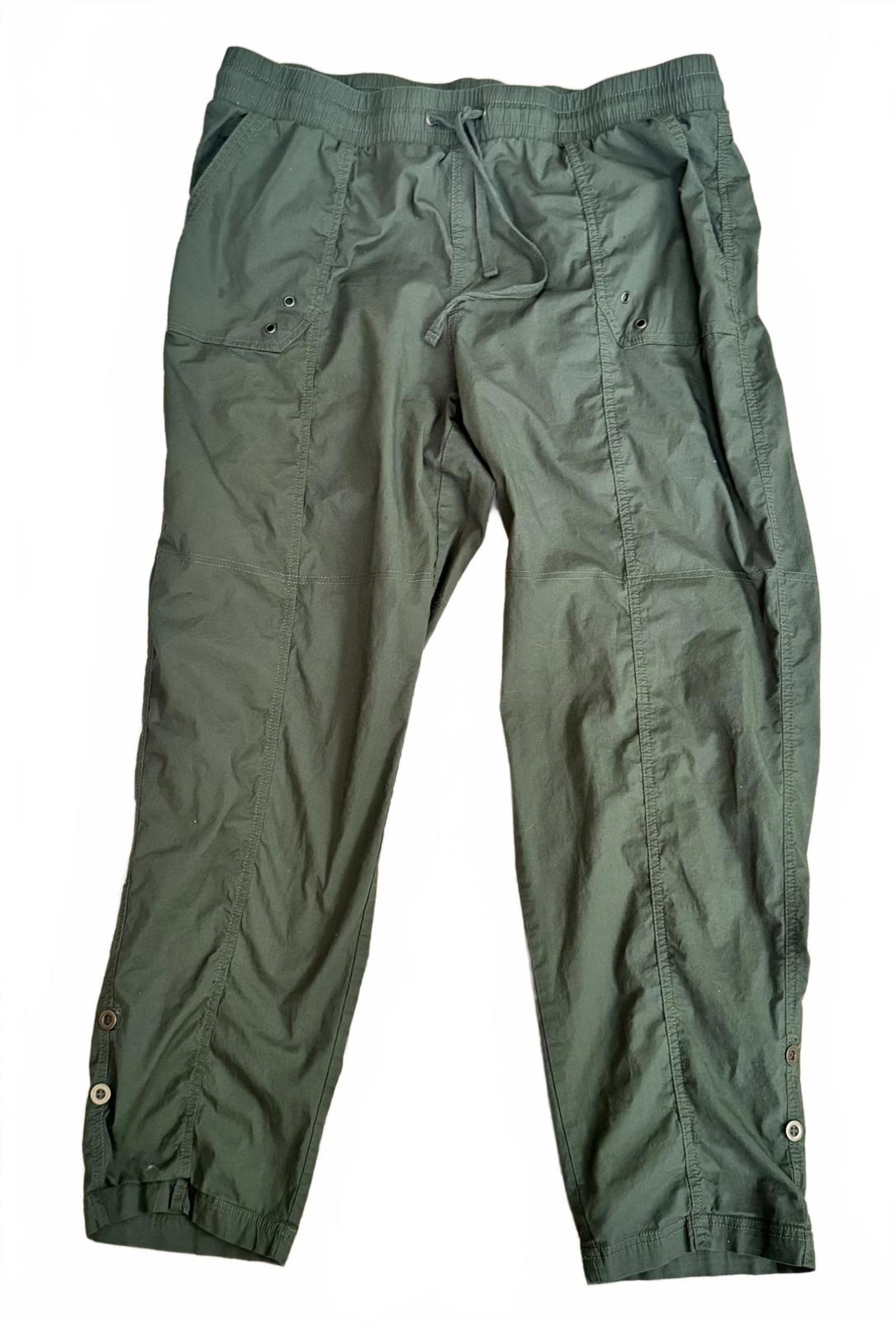 Army Green Cargo Pants Women's Size XL Wear Drawstring Rollup Tab Cuff