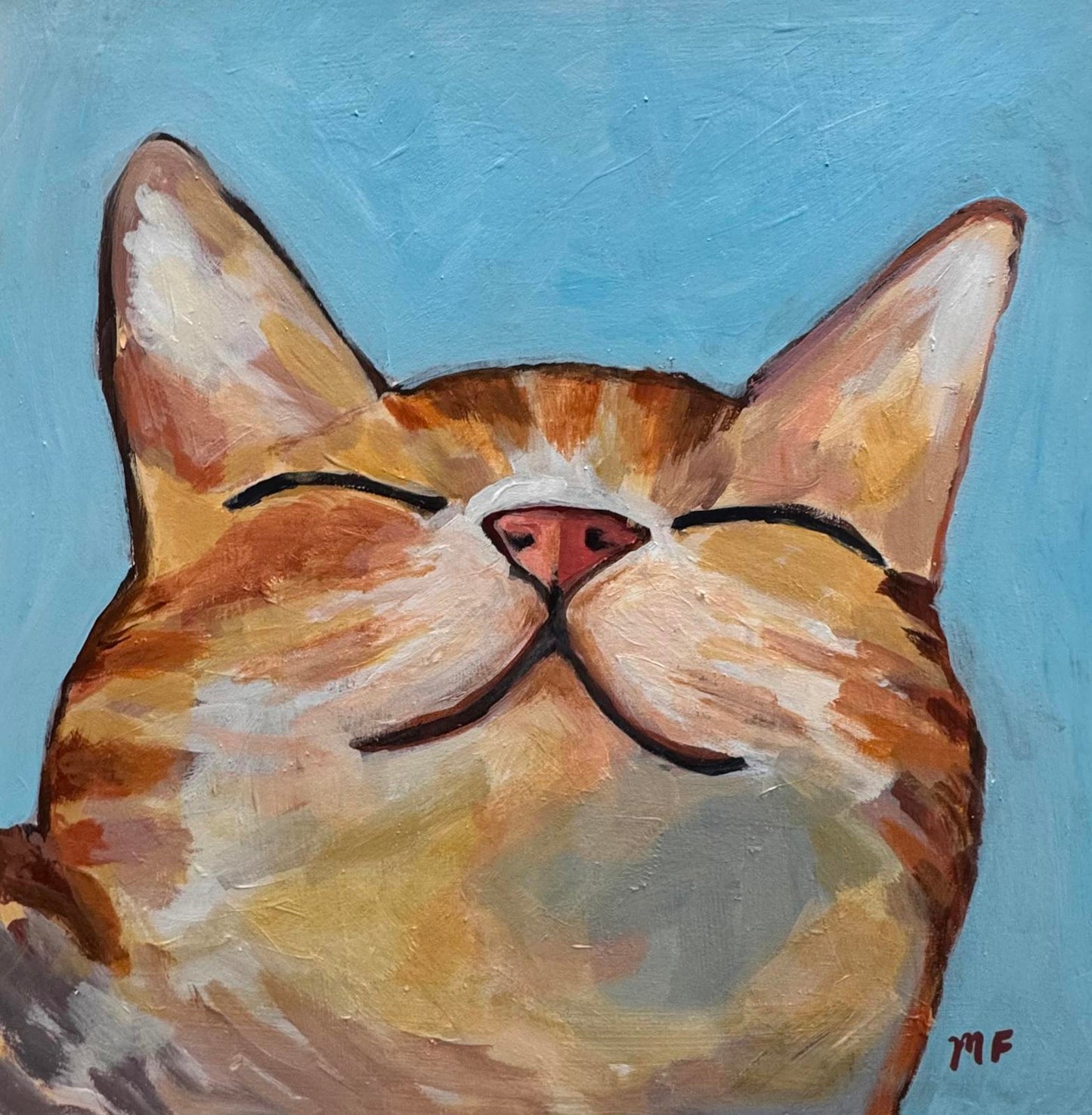 Original Painting by Mechelle Flowers — “Contentment” 12"x12" in Floating Gold Frame