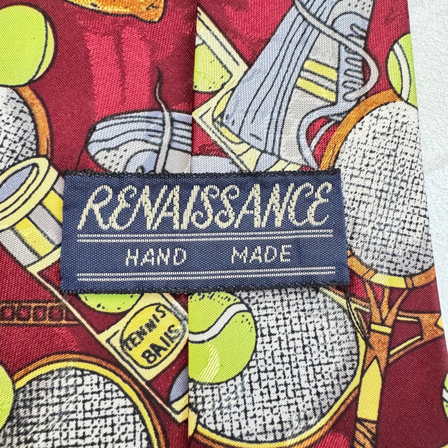 Renaissance Handmade Tennis Theme Tie - Maroon & Yellow