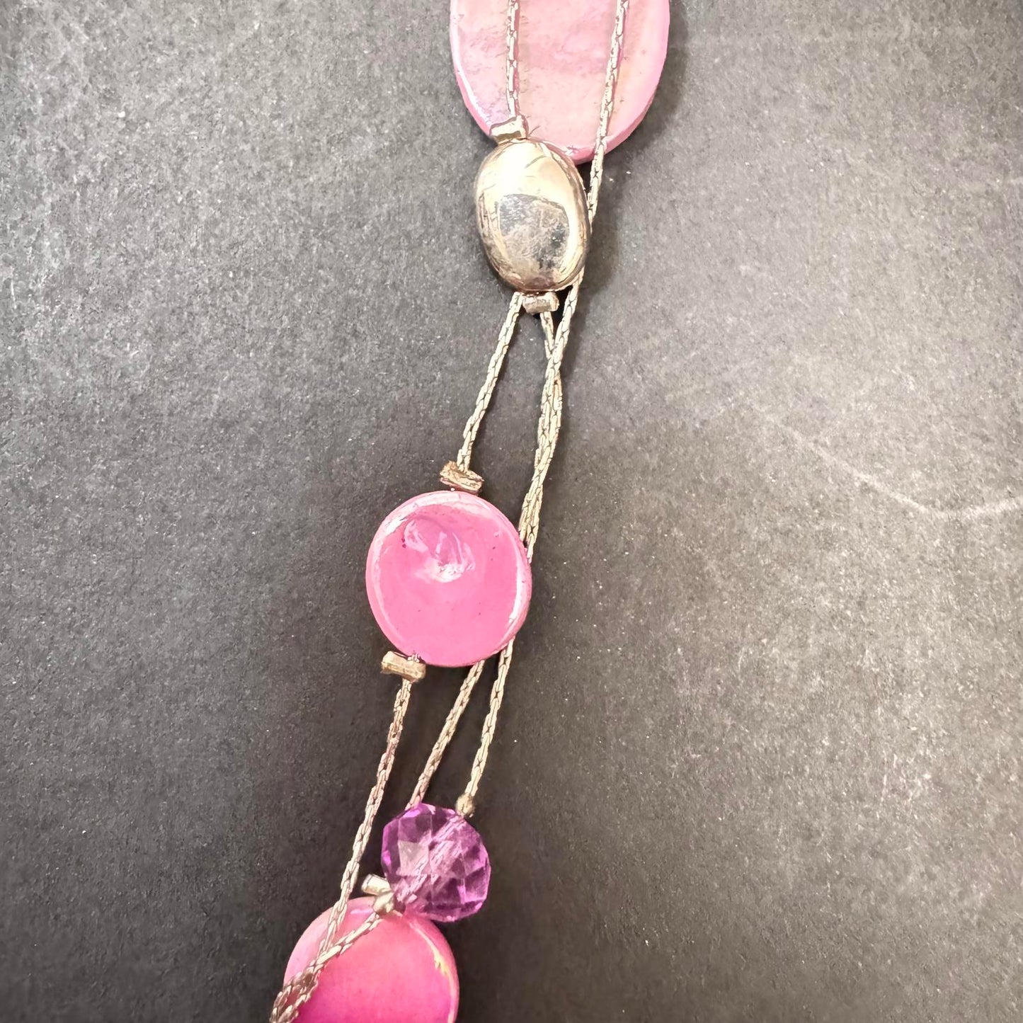 Elegant Pink and Purple Beaded Necklace