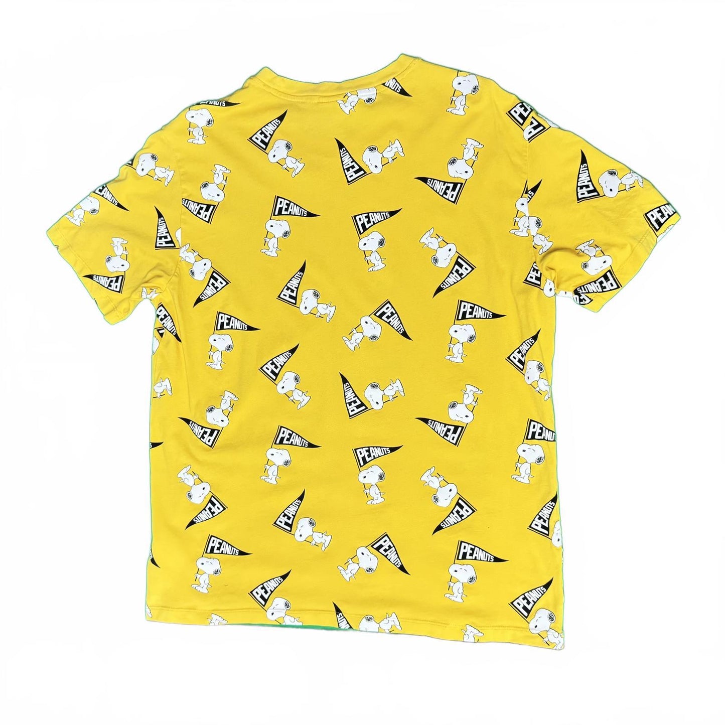 H&M Peanuts Snoopy T-Shirt Yellow Size L Graphic Tee Cartoon Logo Fun