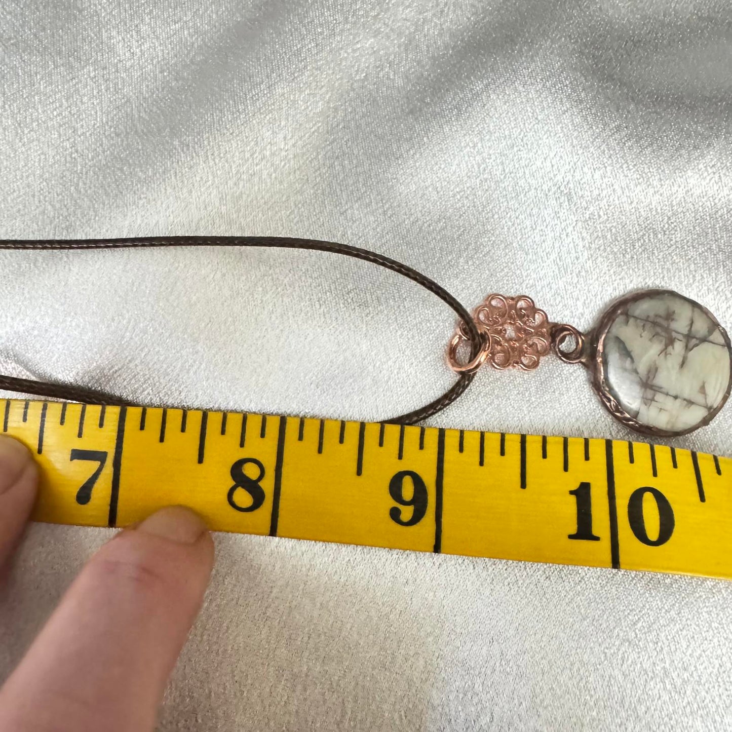 Handmade Picture Jasper Pendant Necklace – Soft Solder Copper Boho Jewelry