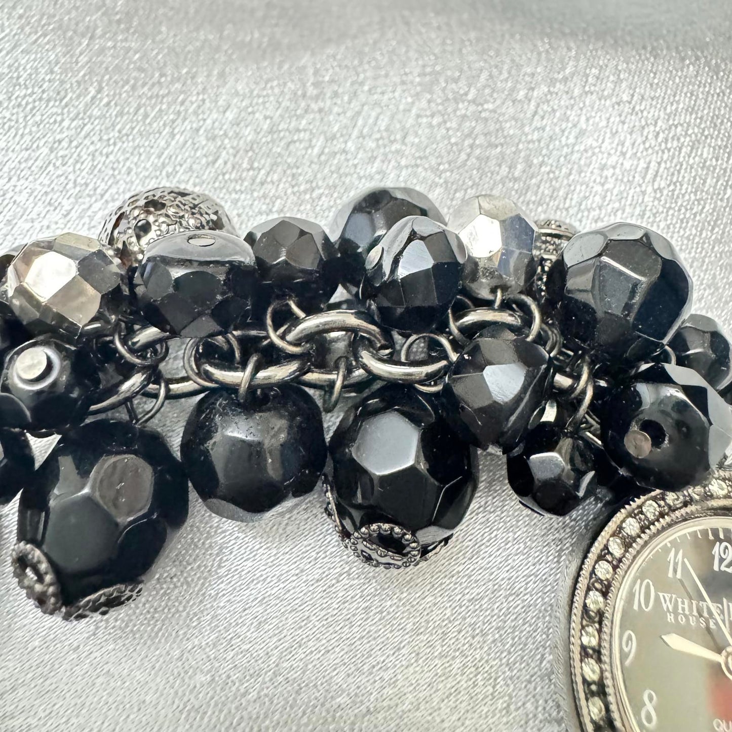 White House Black Market NWT Women's Watch Black Beaded Bracelet OT Untested