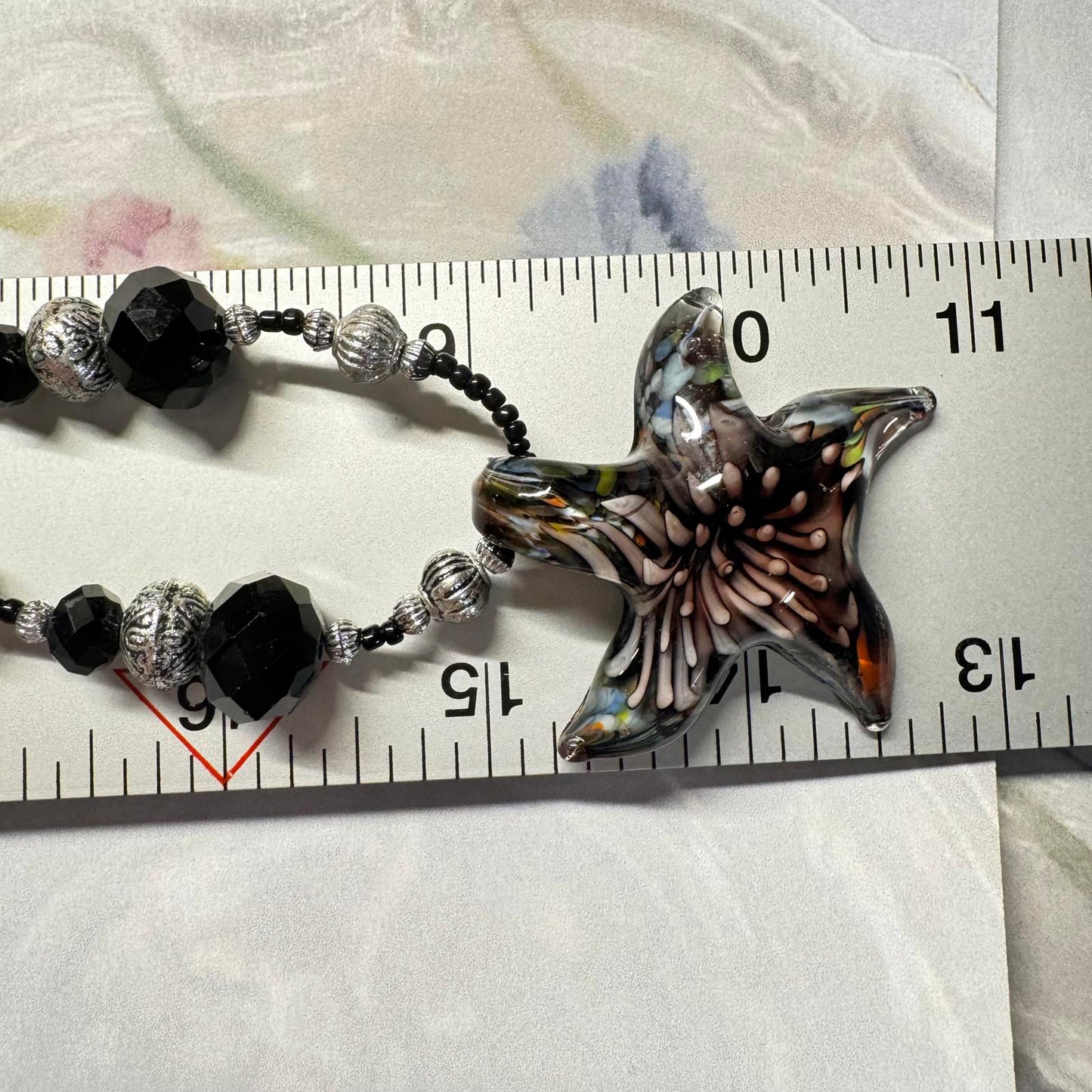 Unique Art Glass Starfish Pendant Necklace