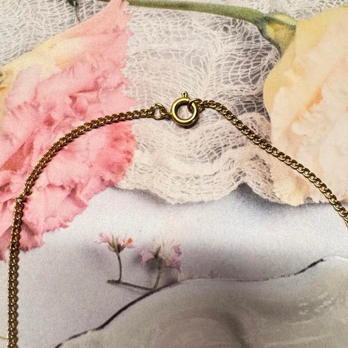 Vintage Green Natural Stone Pendant Necklace with Brass Accents
