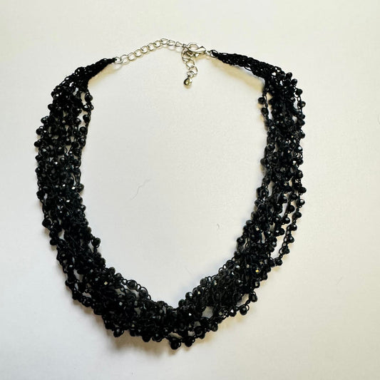 Elegant Multi-Layer Black Beaded Necklace