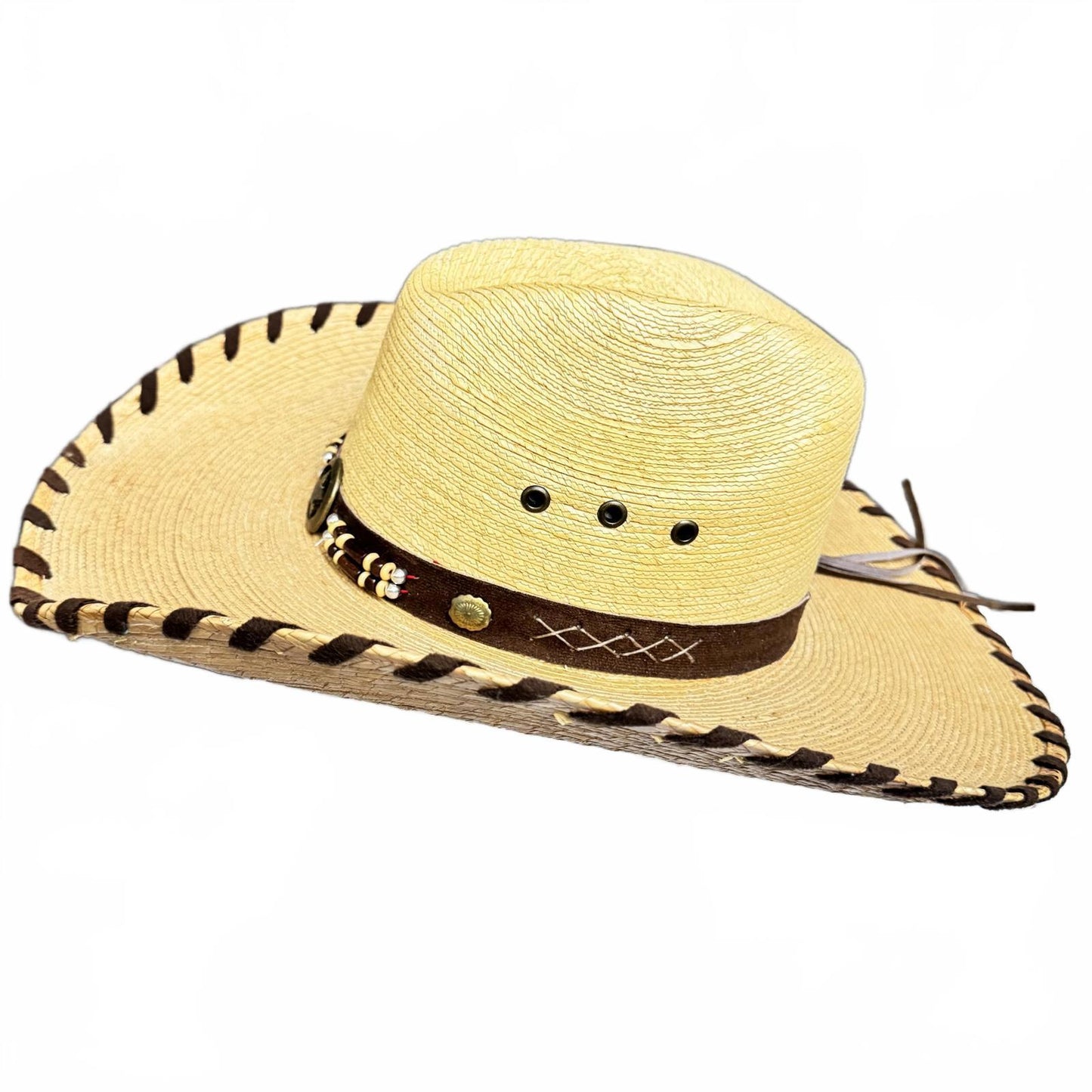 Stylish Western Straw Hat with Decorative Band Women's Size S