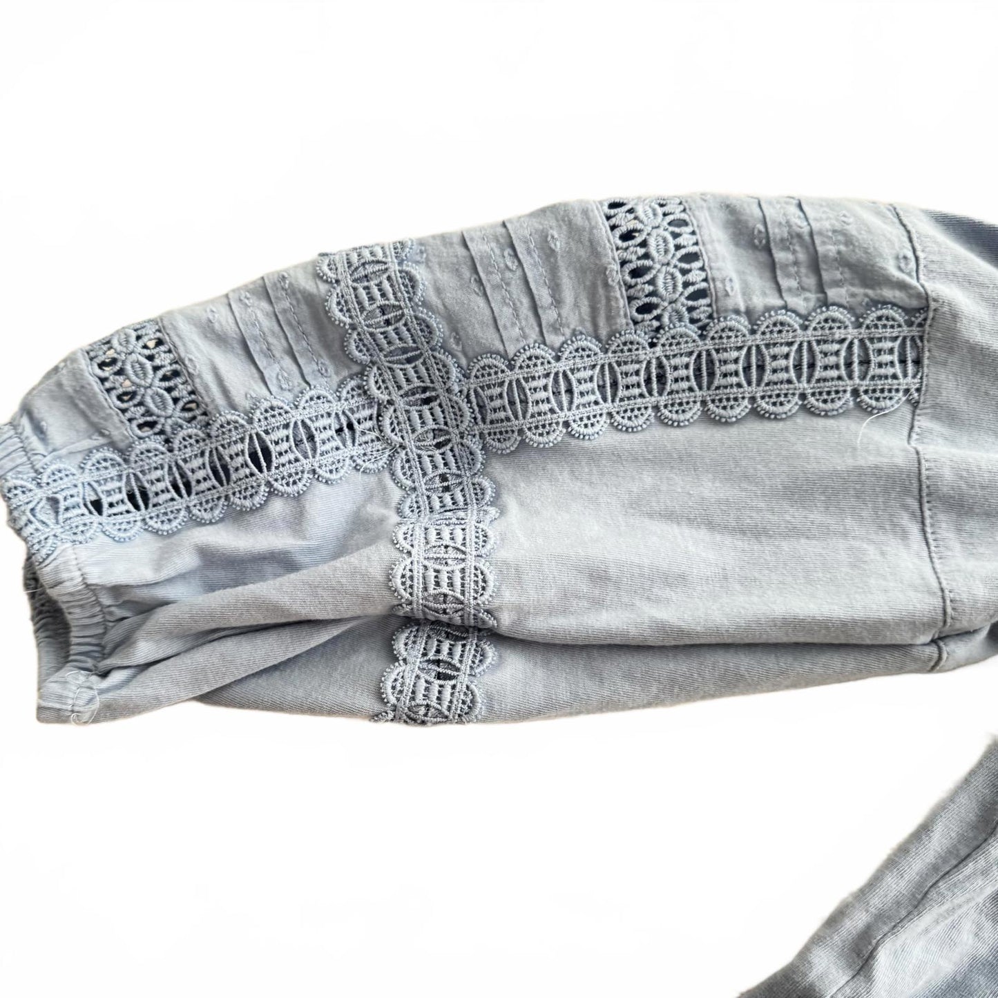 Talbots Petite Cotton Light Blue Top with Lace Details Women's Size MP