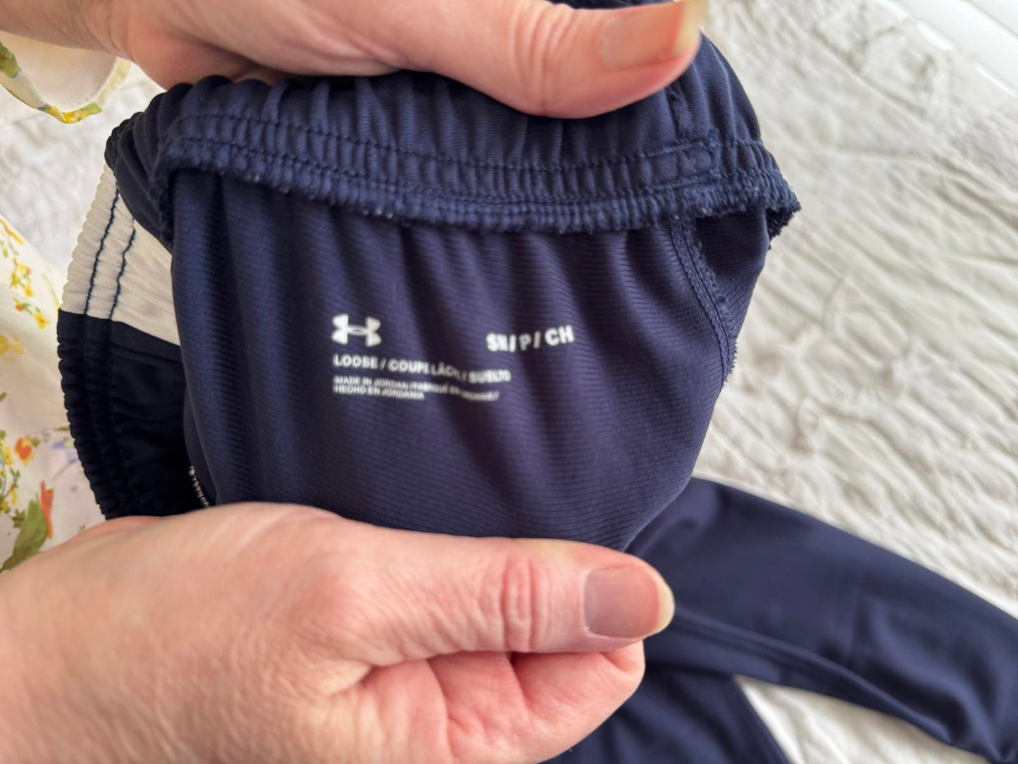 Under Armour Navy Athletic Pants with Logo Small Petite