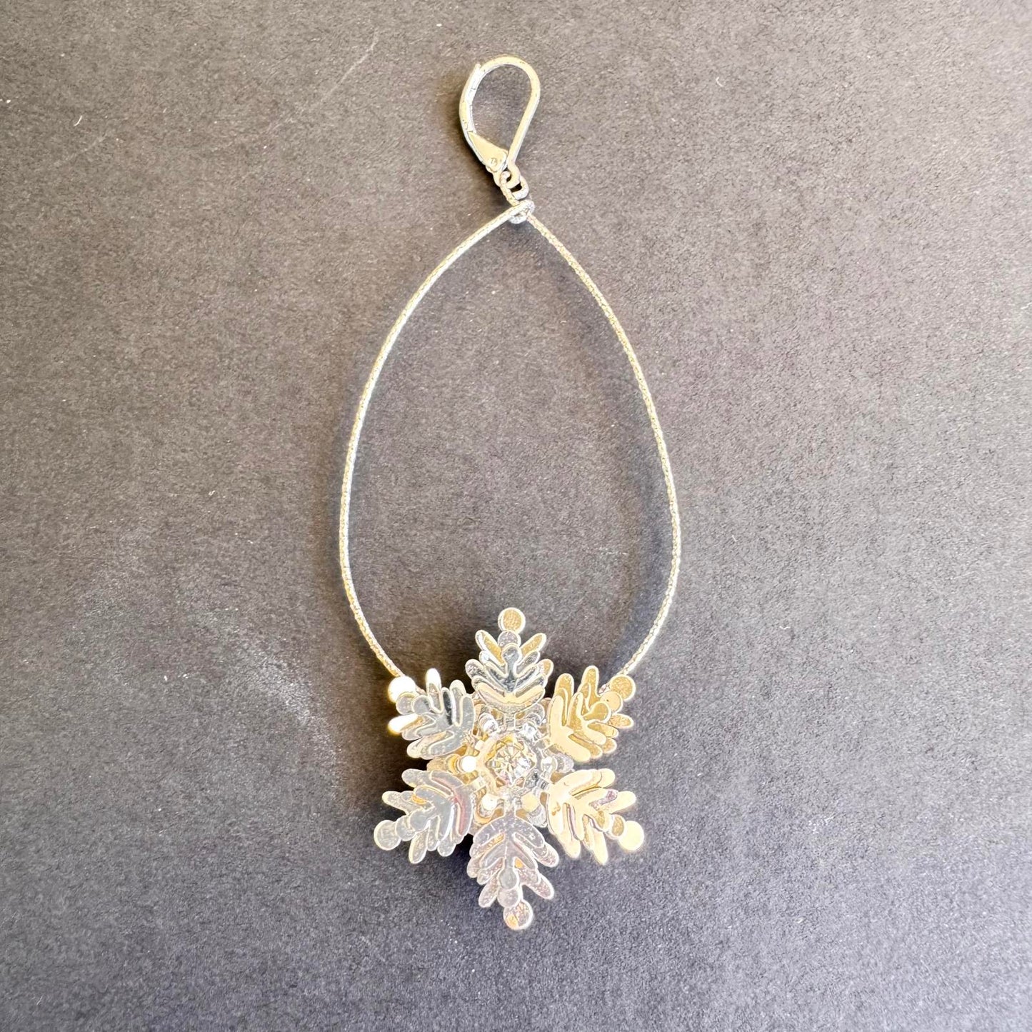 Elegant Silver Tone Snowflake Drop Earrings