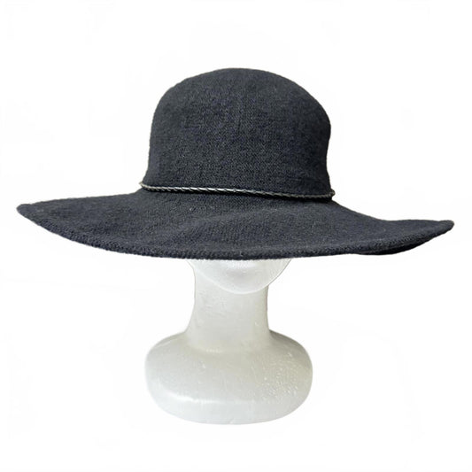 Chic Wide Brim Hat by Fourbuttons Black Women's Floppy Hat One Size BoHo Style