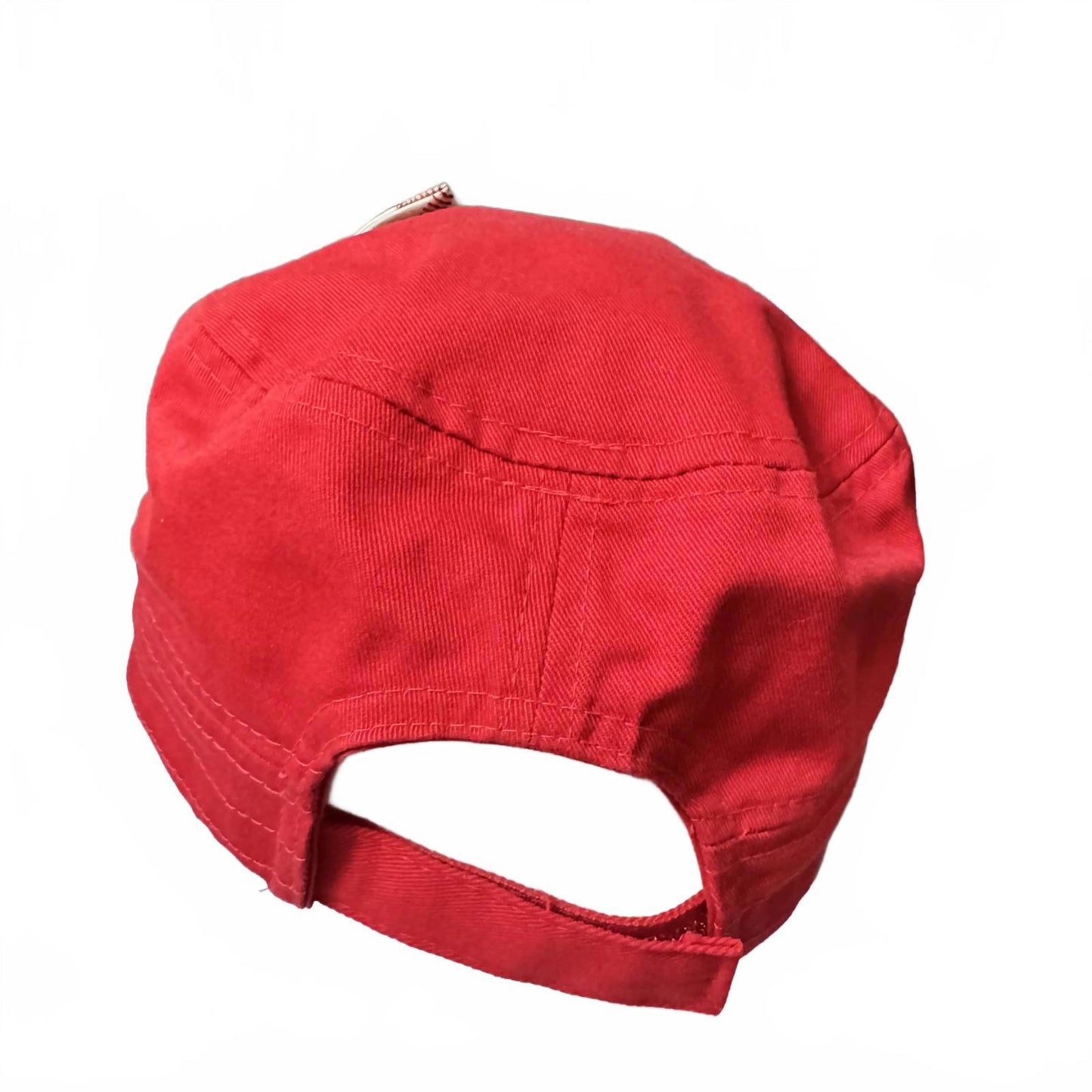 Charming Red Cap w/ Striped Bow & Rhinestone Accent Women's One size Adjustable