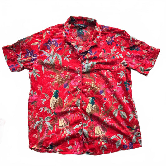 Sanskriti Homes Floral Print Red Shirt & Shorts Set - XXL- 100% Cotton