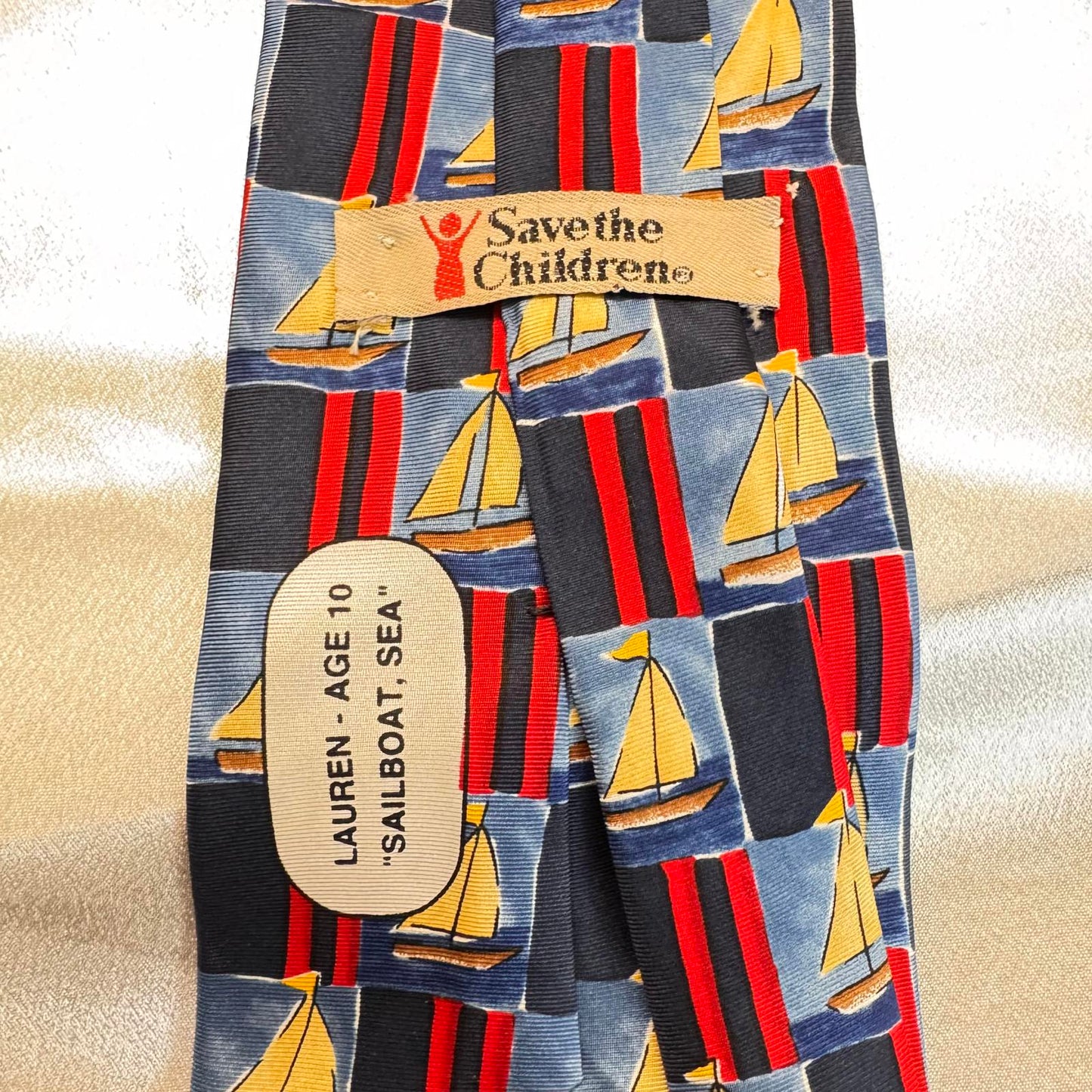 Men’s Silk Tie – Nautical Sailboat Print – Blue Ocean Theme Necktie
