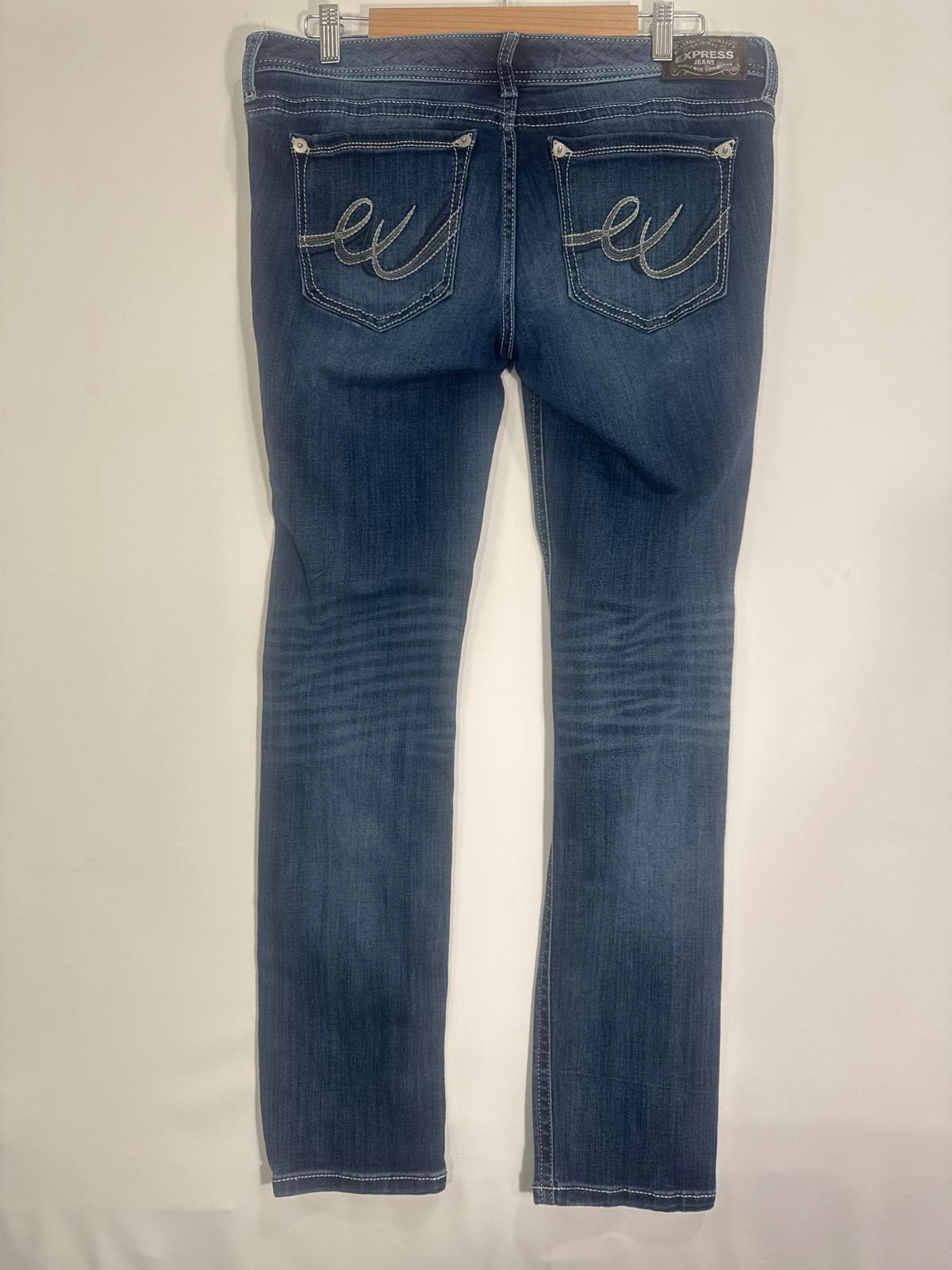 Express Jeans Women's Slim Fit Dark Wash Size 12R With Pocket Design