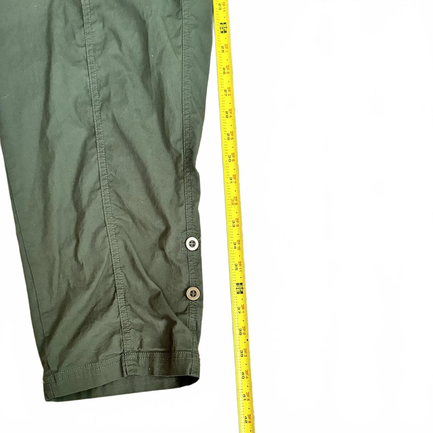 Army Green Cargo Pants Women's Size XL Wear Drawstring Rollup Tab Cuff