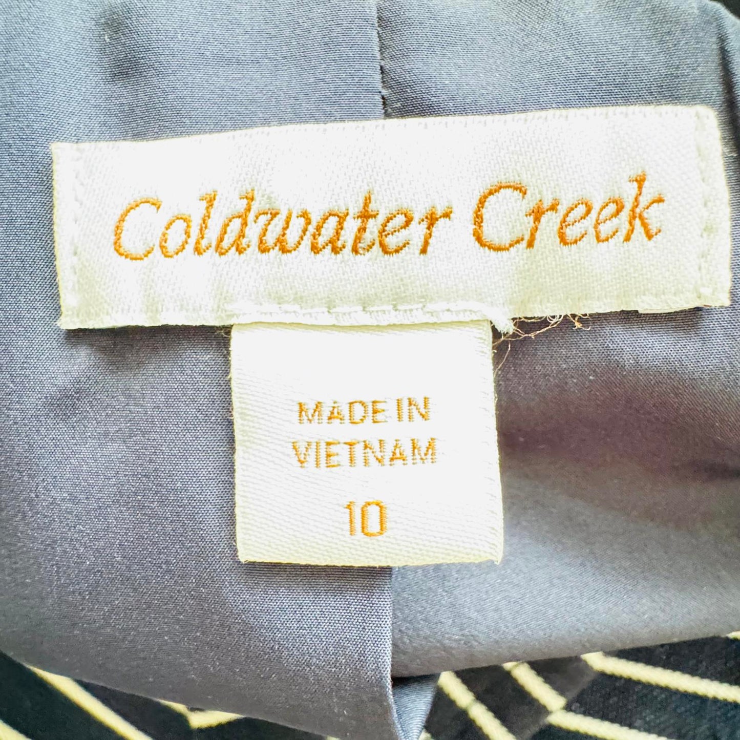 Coldwater Creek Striped Blazer Women’s 10 Navy White Cotton Linen Jacket Casual