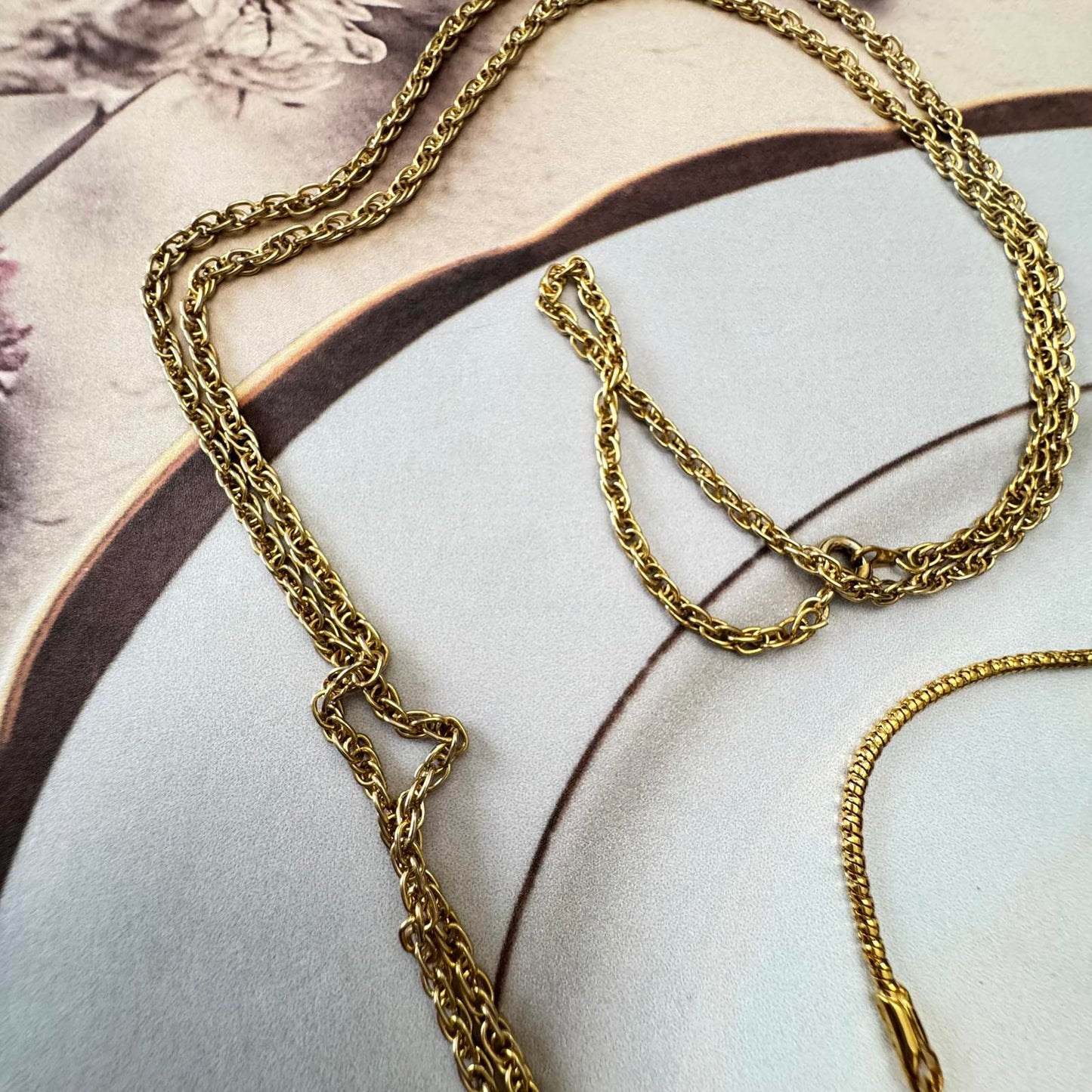 Vintage Gold Tone and Rhinestone Pendant Necklace with Coordinating Bracelet