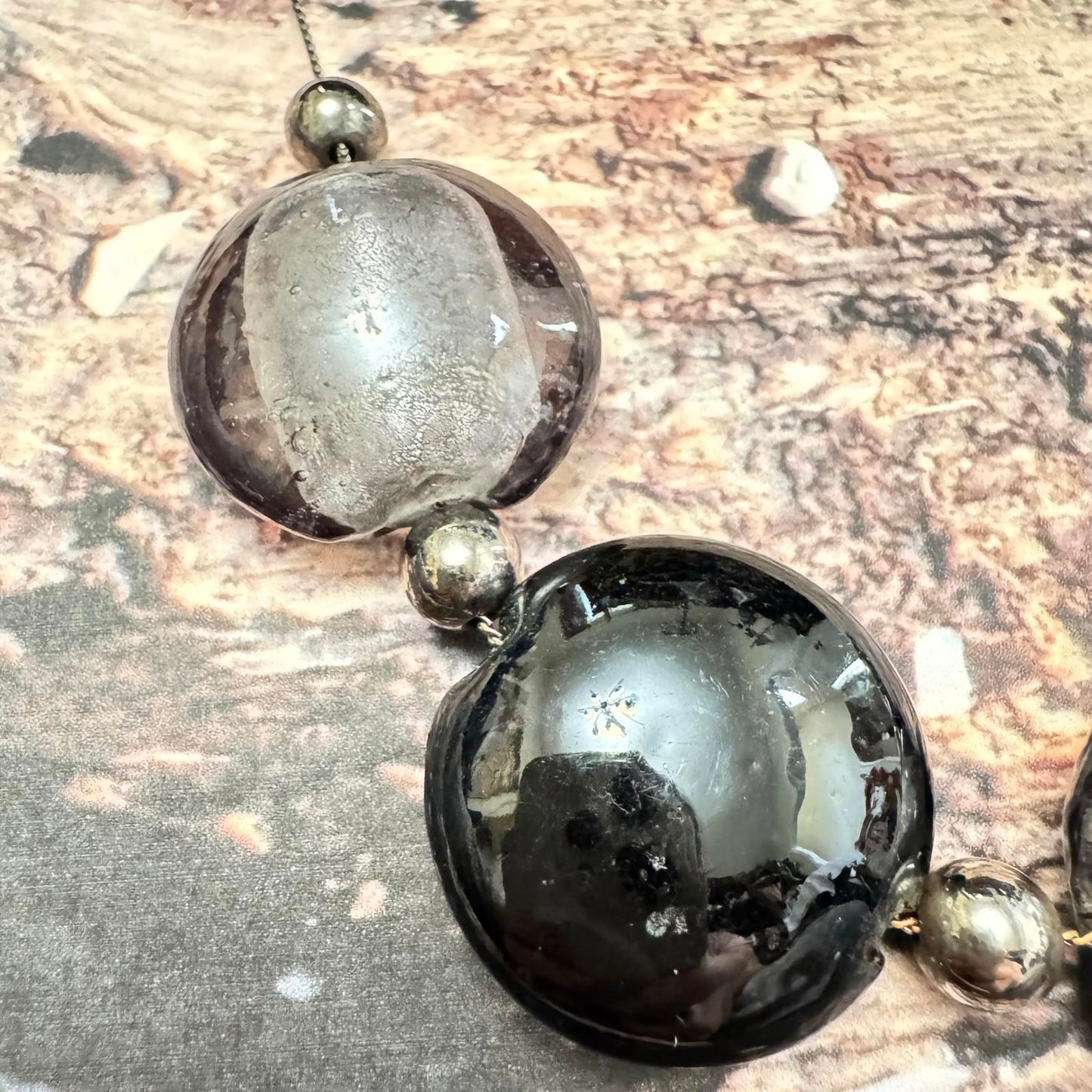 Stylish Black and Silver Beaded Necklace with Matching Earrings