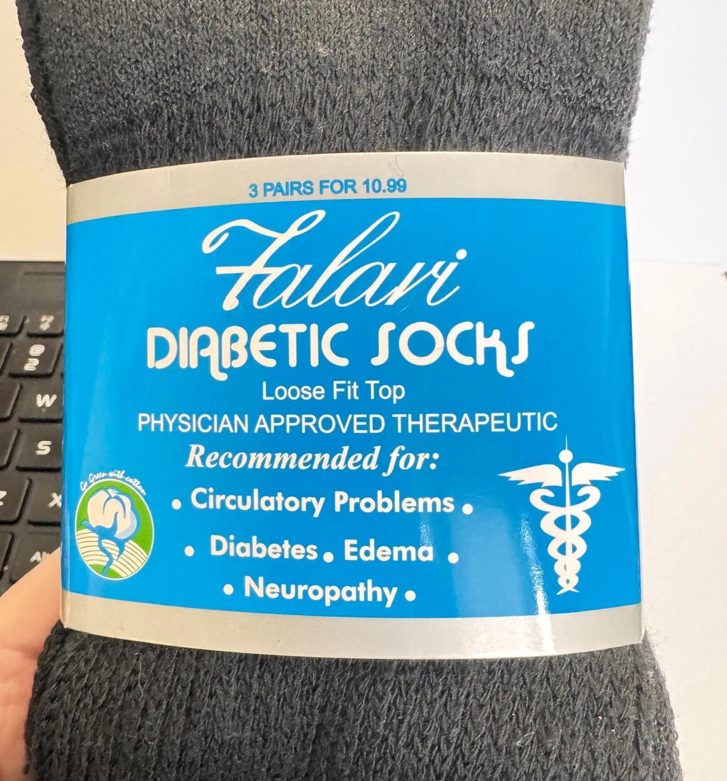 Falari Diabetic Socks - Therapeutic Comfort for Men (3 Pairs) Size 9-11