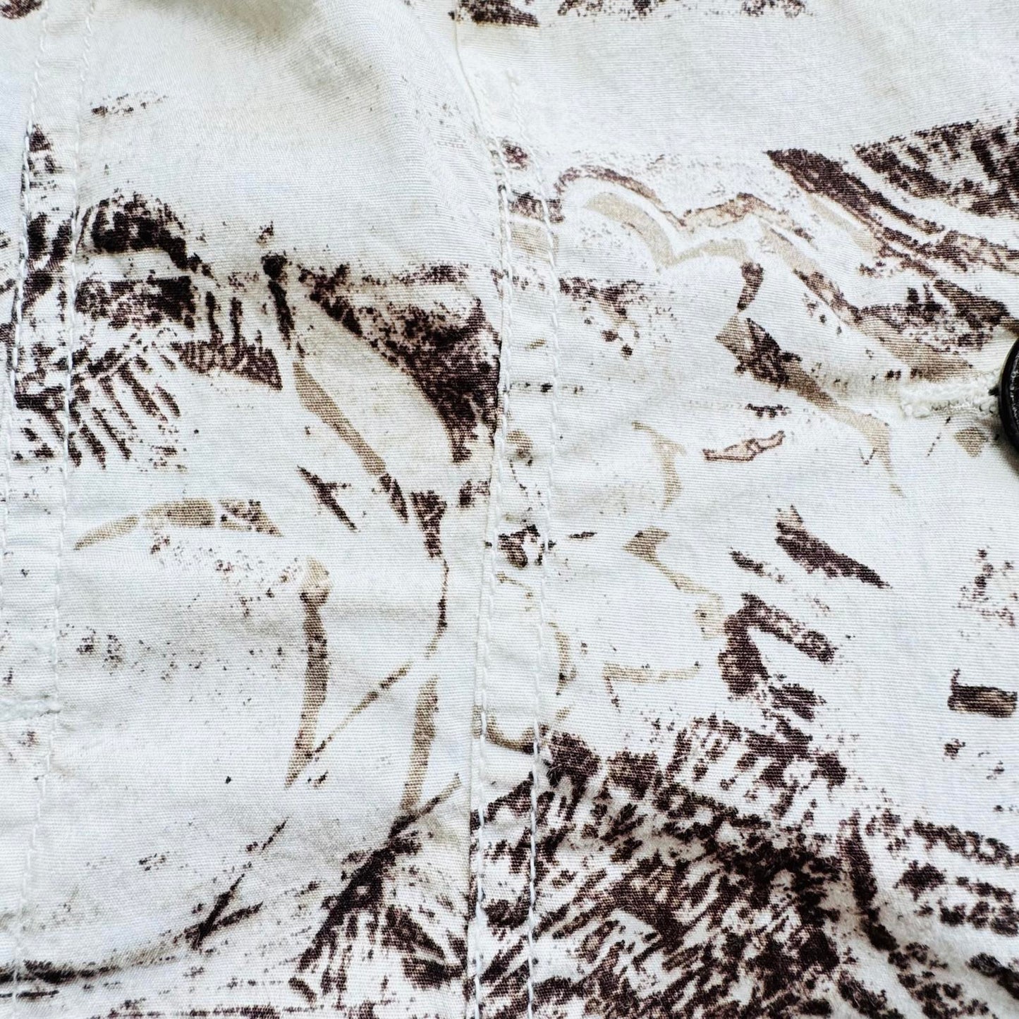 Chico’s Jacket Size Brown White Abstract Print Button Front Cotton Stretch