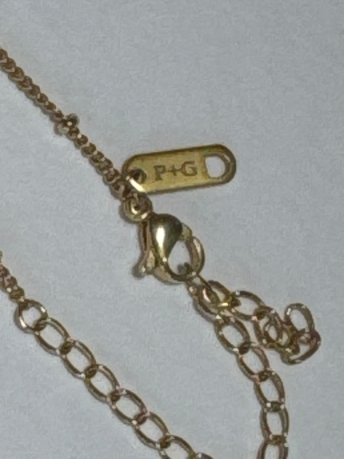 Signed P&G Gold Tone Beaded Chain Necklace – 18-20” Vintage Dainty Layering