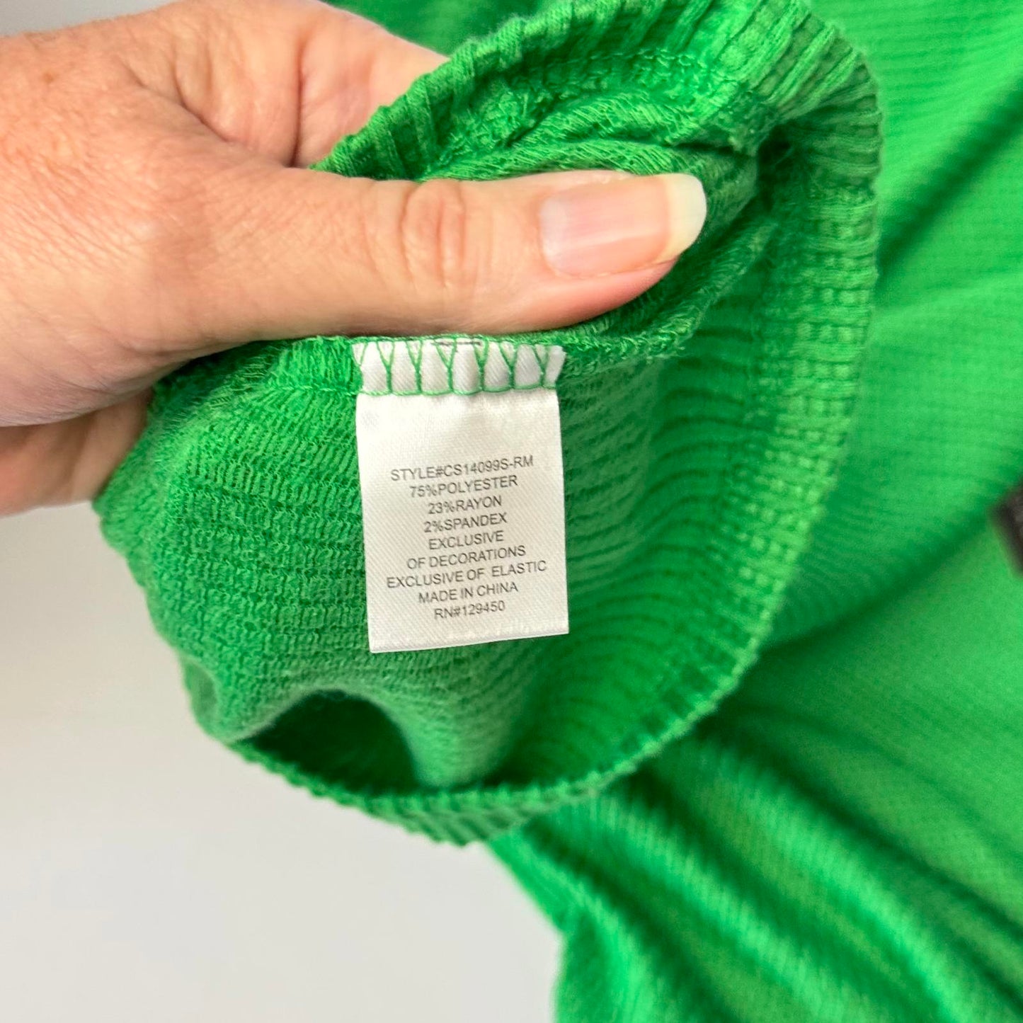 NWT Fab & David Green Puff Sleeve Blouse Women’s Top Crochet Trim Size XL