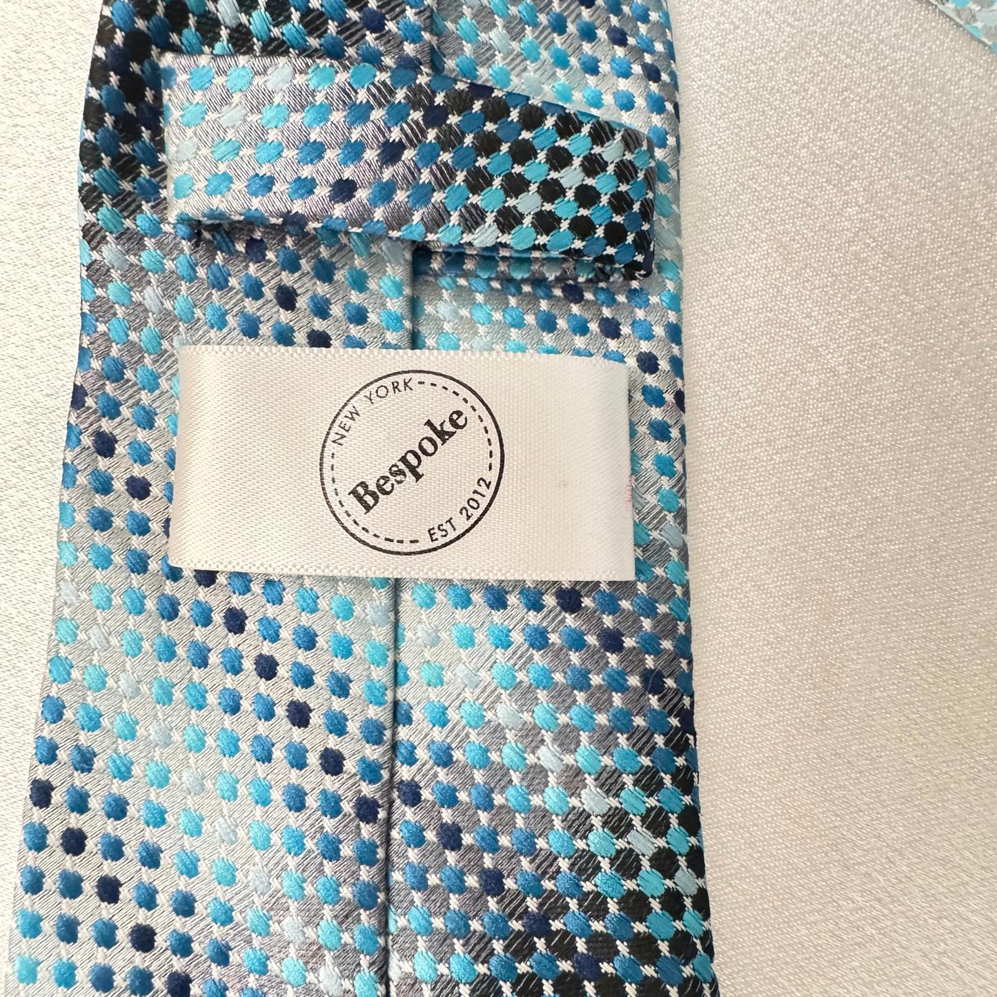 Bespoke Blue & Silver Polka Dot Tie