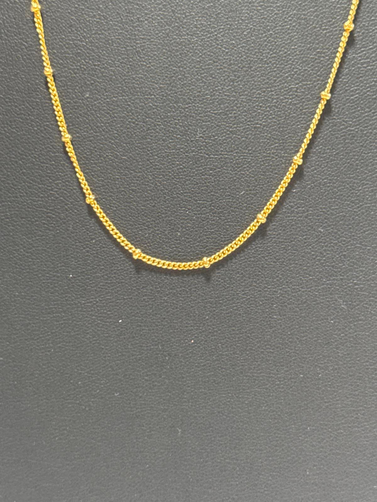 Signed P&G Gold Tone Beaded Chain Necklace – 18-20” Vintage Dainty Layering