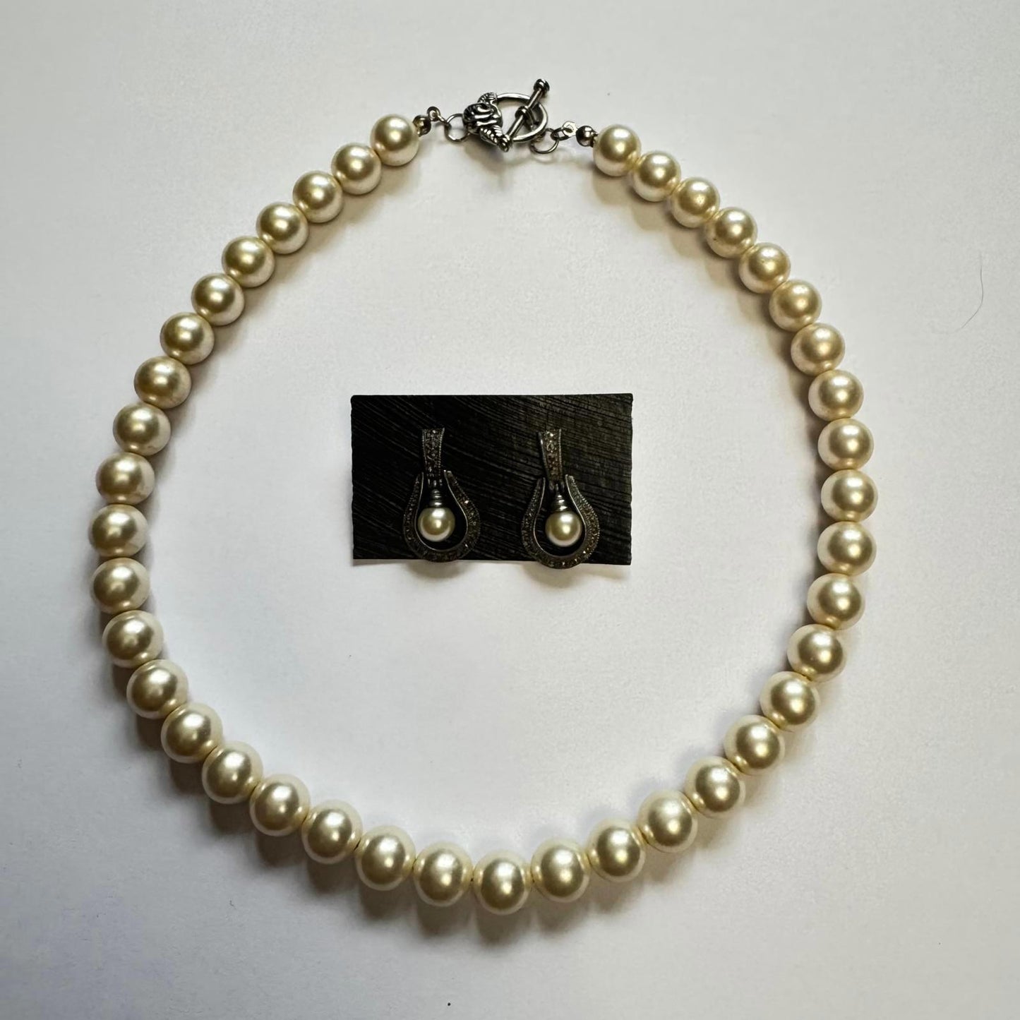 Elegant Faux Pearl Necklace and Coordinating Earring Set